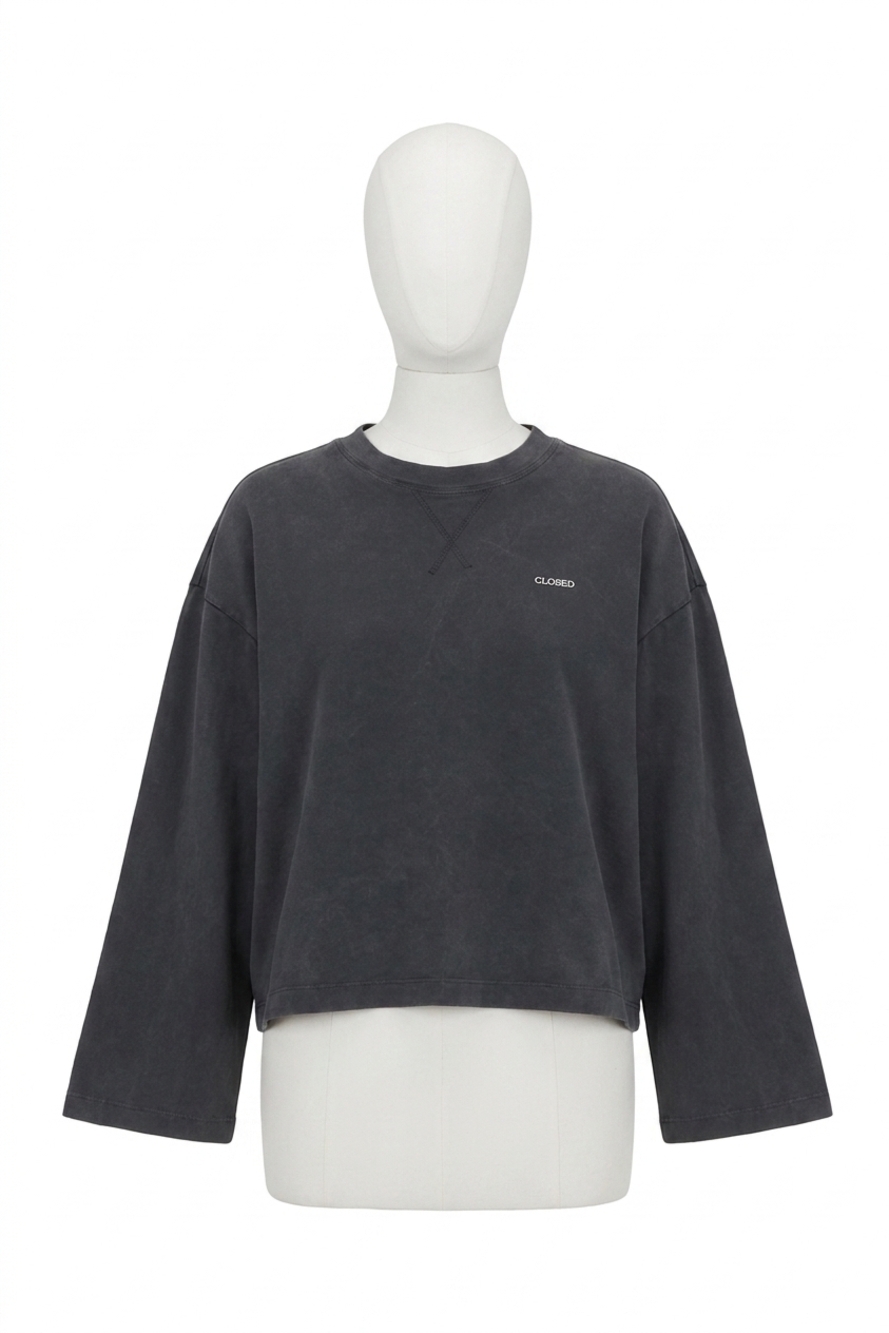 NEW CLOSED crew neck long sleeve sweater in black